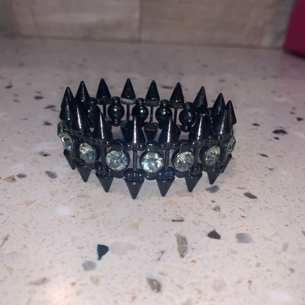 Black Spiked Crystal Bracelet from Hustler